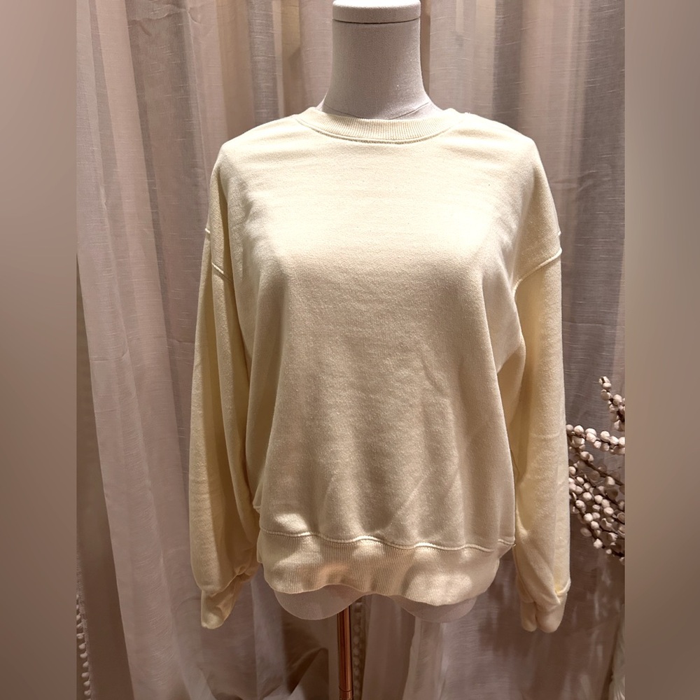 Be You Cotton Yellow Sweater Crew Neck Sz Small